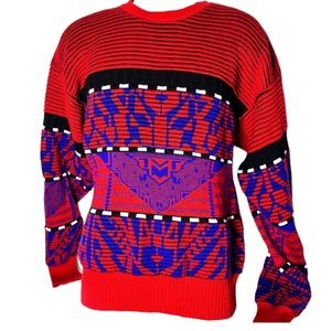 Nils‎ Men’s Medium Vintage Rare Red Winter Crewneck Knit Sweater